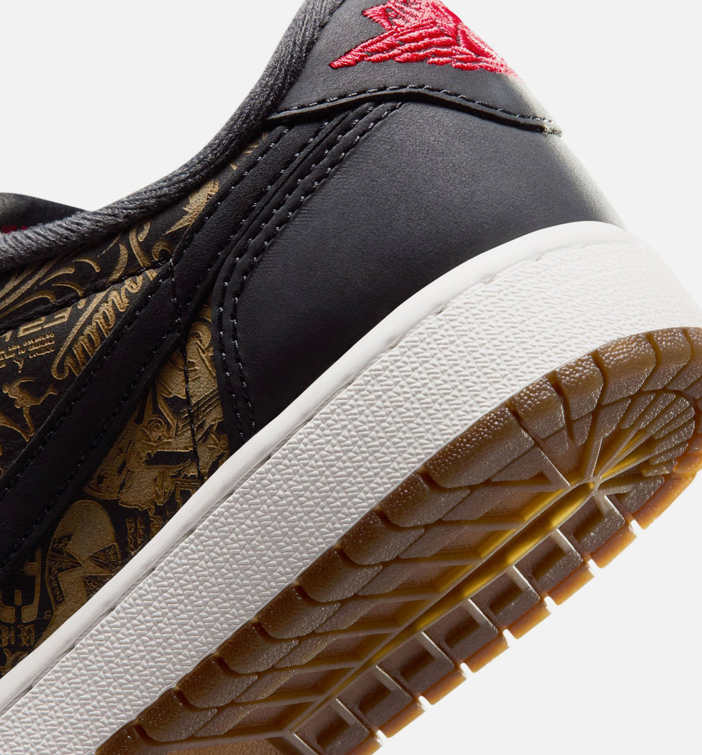 Air Jordan 1 Retro Low OG Laser Black and Varsity Red Grade School Lifestyle Shoe