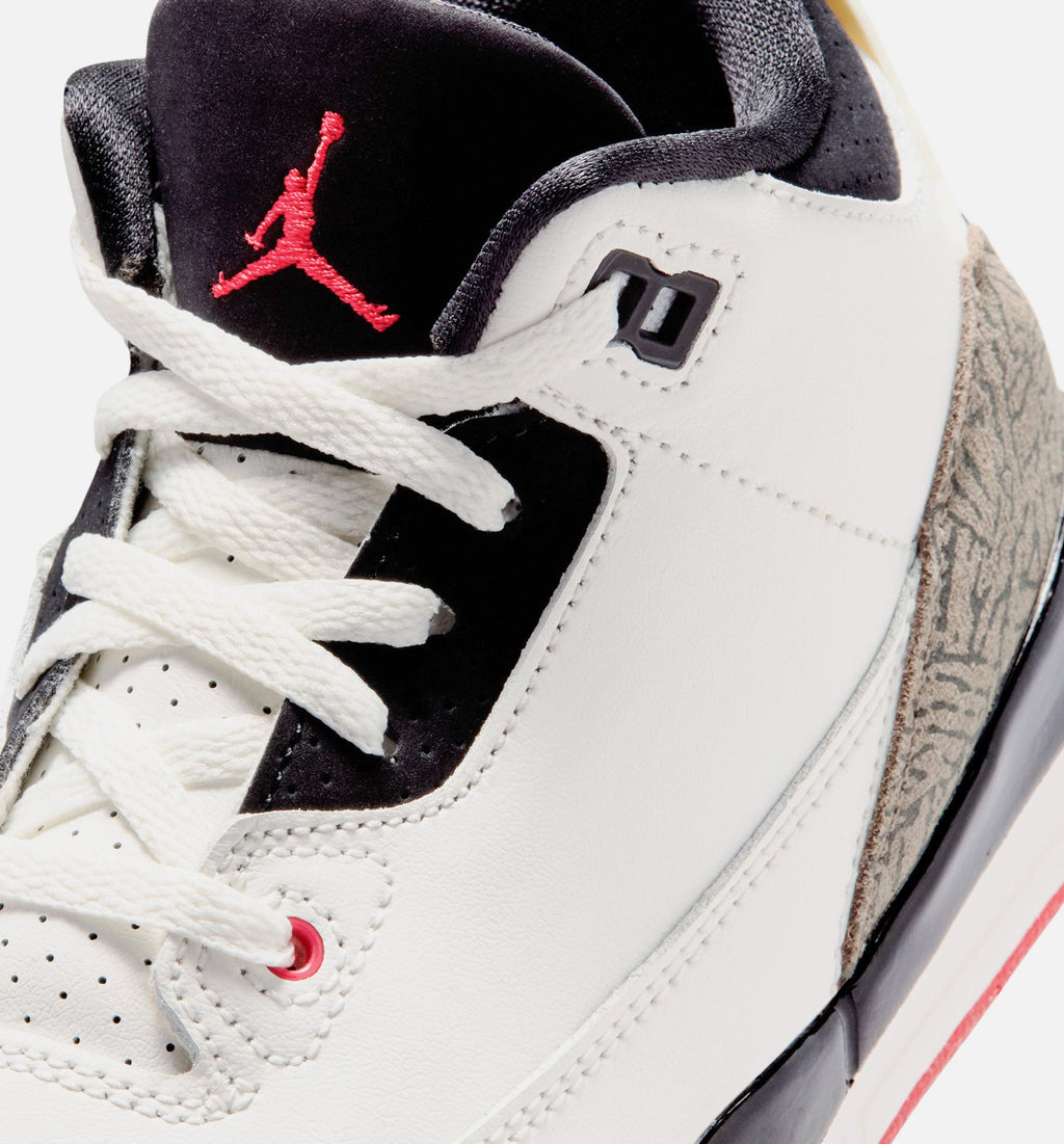 Air Jordan 3 Retro Sail and University Red Preschool Lifestyle Shoe