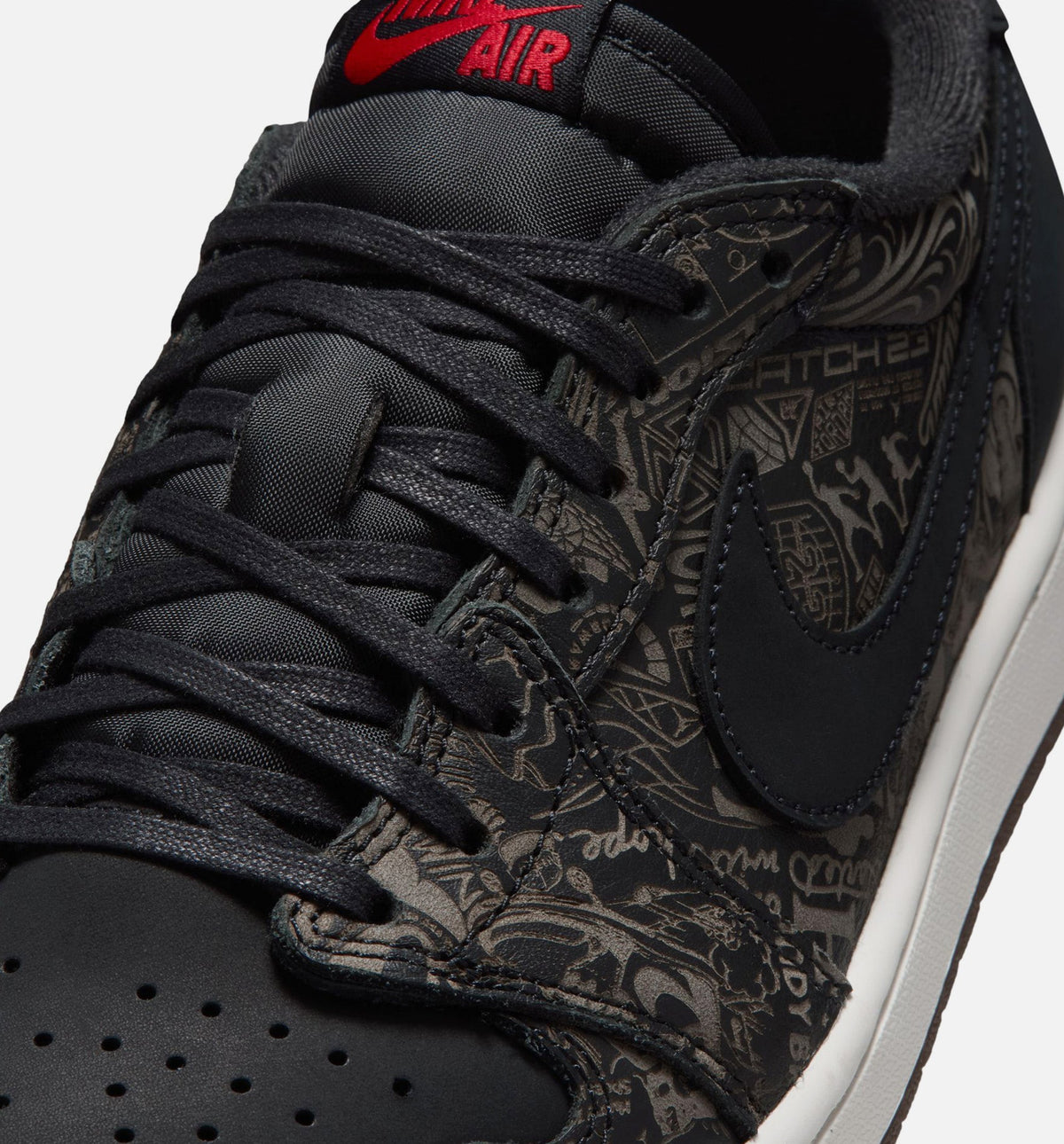 Air Jordan 1 Retro Low OG Laser Black and Varsity Red Men's Lifestyle Shoe